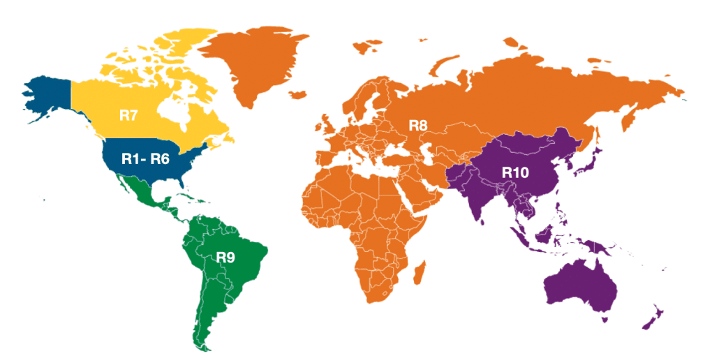 IEEE Regions World Map
